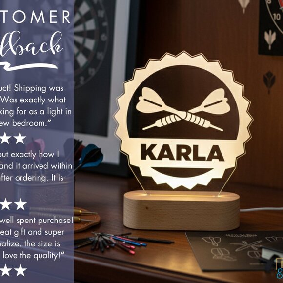 Custom Dart LED Lamp – Unique Dartboard Nightlight for Him - Picture 7 of 8